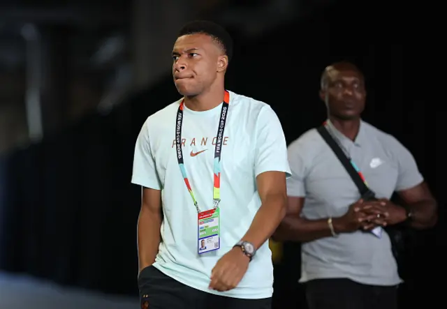 Kylian Mbappe #10 of France arrives at the stadium