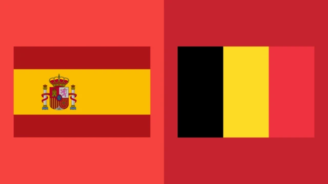 Spain v Belgium flag graphic