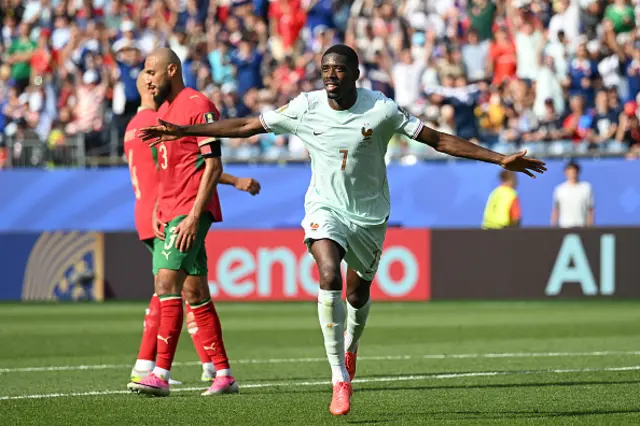 Ousmane Dembele celebrates