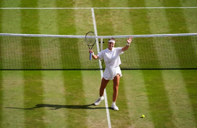 Karolina Muchova celebrates