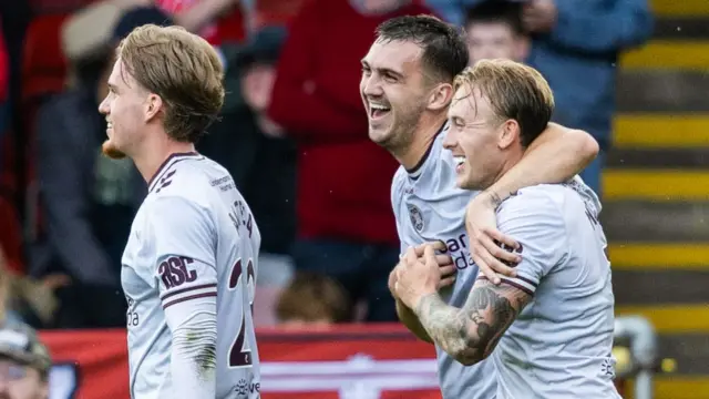 Hearts players celebrating