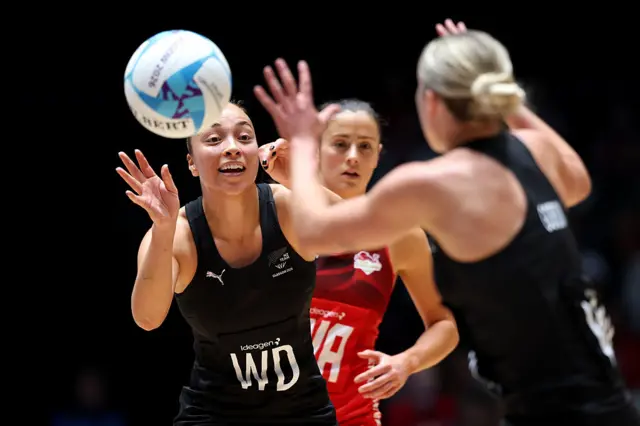 Mila Reuelu-Buchanan of Team New Zealand offloads the ball