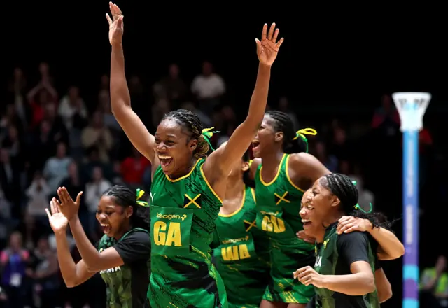 Shanice Beckford of Team Jamaica celebrates victory during the Semi-Final match between Team Australia
