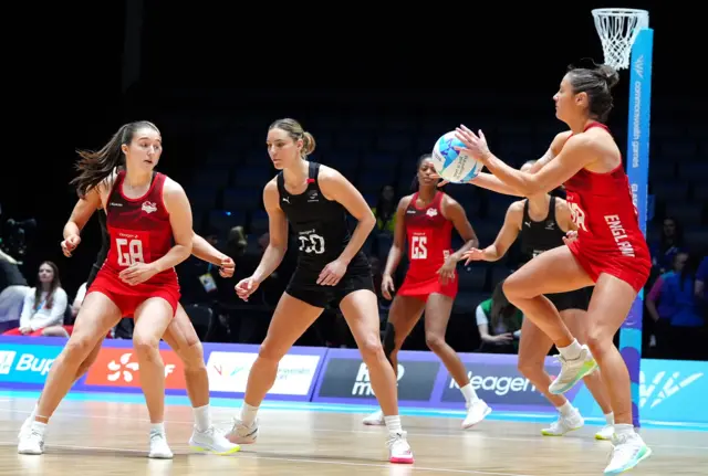 England netballers in action against New Zealand