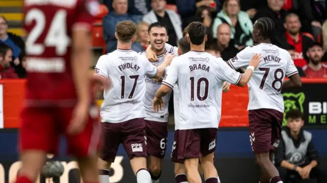 Hearts players celebrating