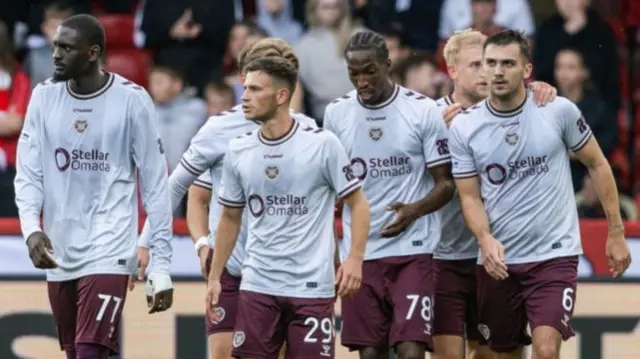 Hearts players celebrating