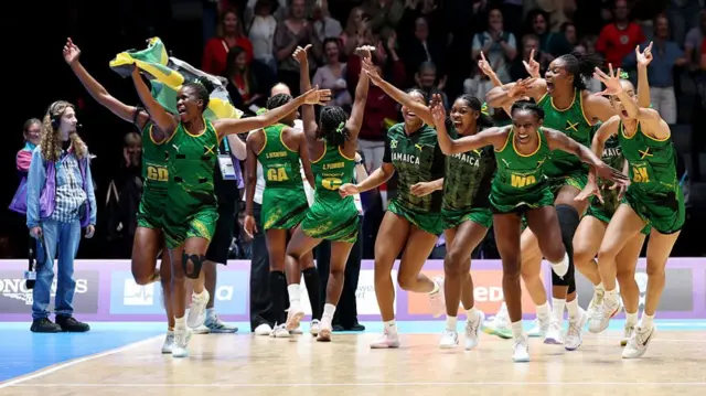 Jamaica celebrating beating Australia