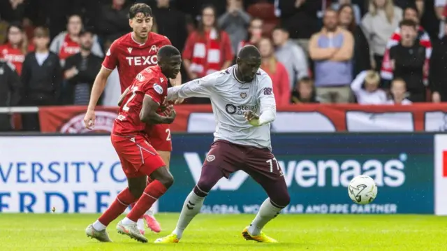 Hearts and Aberdeen players