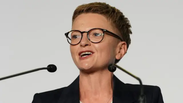 Labour Party candidate Bev Craig makes a speech
