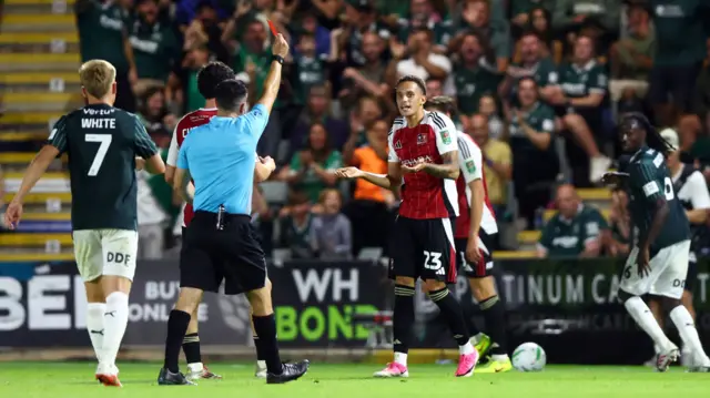 Ethan Sutherland is sent off