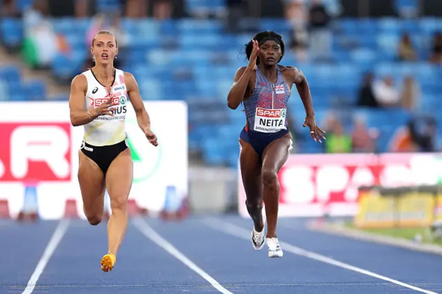 Rani Rosius of Team Belgium and Daryll Neita of Team Great Britain