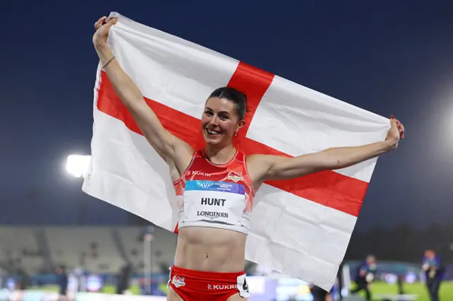 Silver medalist Amy Hunt of Team England poses for a photo