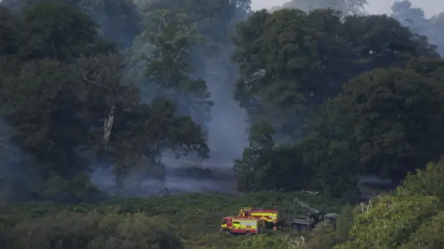 Fire scene on Monday morning