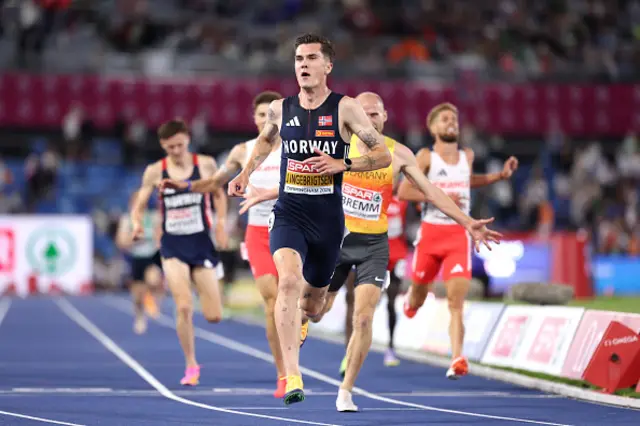 Jakob Ingebrigtsen of Team Norway reacts