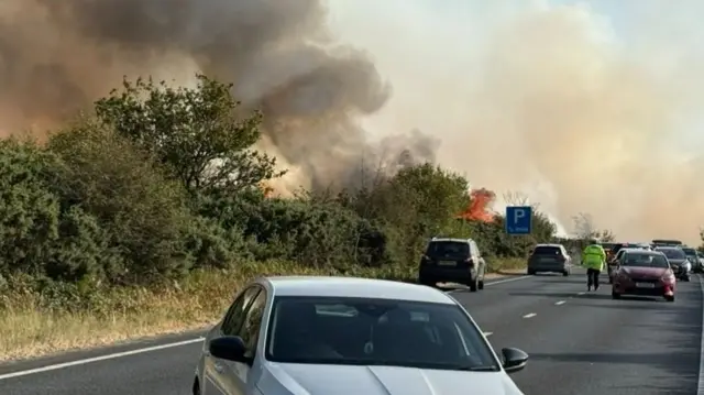 Scene of fire on A31
