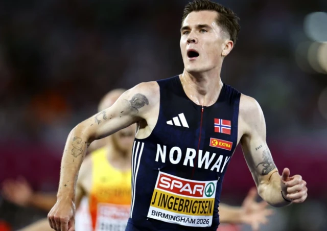 Jakob Ingebrigtsen of Norway wins the Men's