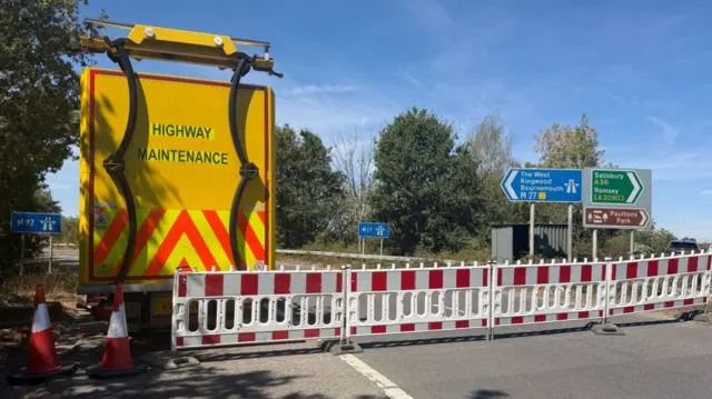 Motorway closed barriers