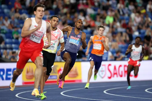 Matthew Hudson-Smith of Team Great Britain competes in the Men's 400 Metres Semi-Finals during day two of the 27th European Athletics Championships at Alexander Stadium on August 11, 2026 in Birmingham, England.