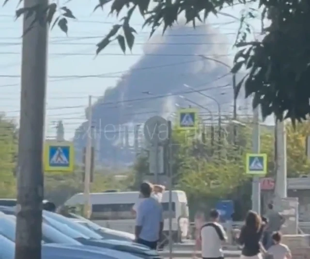 Smoke rises over Russia's Orsk