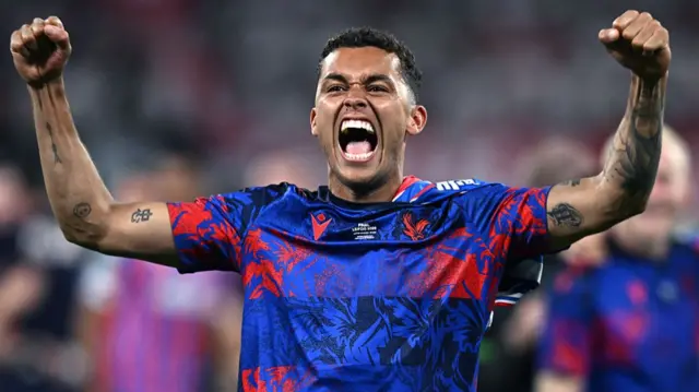 Brennan Johnson of Crystal Palace celebrates