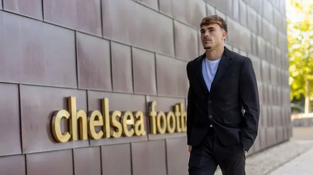 Chelsea Unveil New Signing Pep Chavarria at Chelsea Training Ground on August 12, 2026 in Cobham, England.