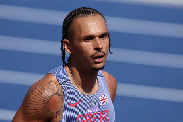 Samuel Bennett of Team Great Britain looks on after competing in Men's 110m Hurdles Round 1 during day two of the 27th European Athletics Championships at Alexander Stadium on August 11, 2026 in Birmingham, England