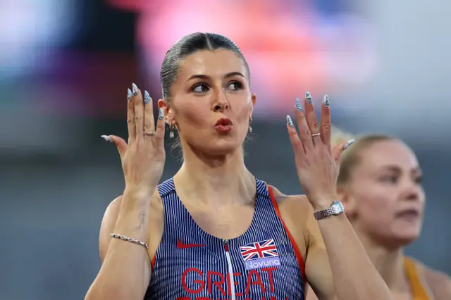 Amy Hunt of Team Great Britain gestures