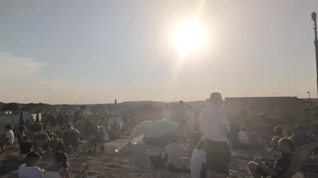 People waiting to see the totality in Gandesa, spain