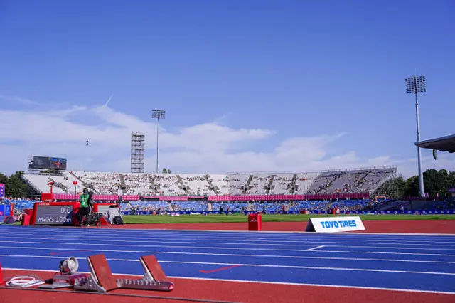General view inside the venue with only a few fans on the tribune during day three of the 27th European Athletics Championships at Alexander Stadium on August 12, 2026 in Birmingham, England