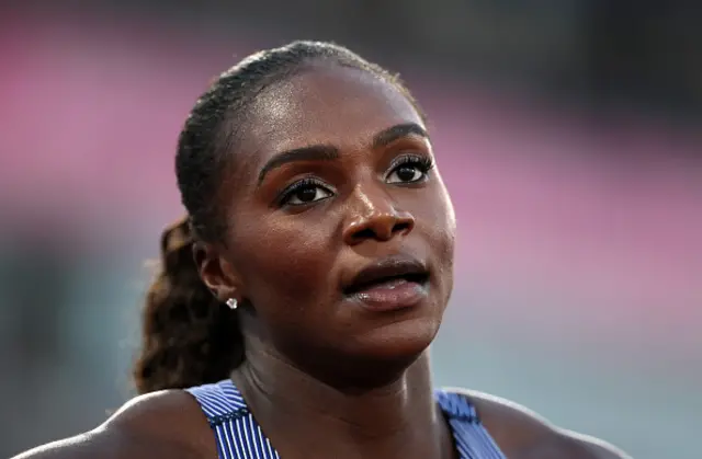Dina Asher-Smith of Team Great Britain looks on