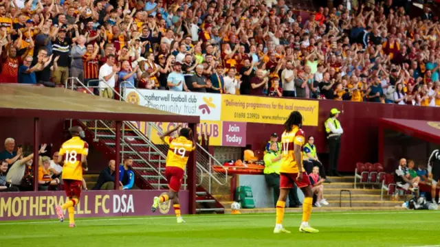 Ibrahim Said celebrates scoring for Motherwell