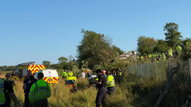 Police and fire services on site to assess the damage
