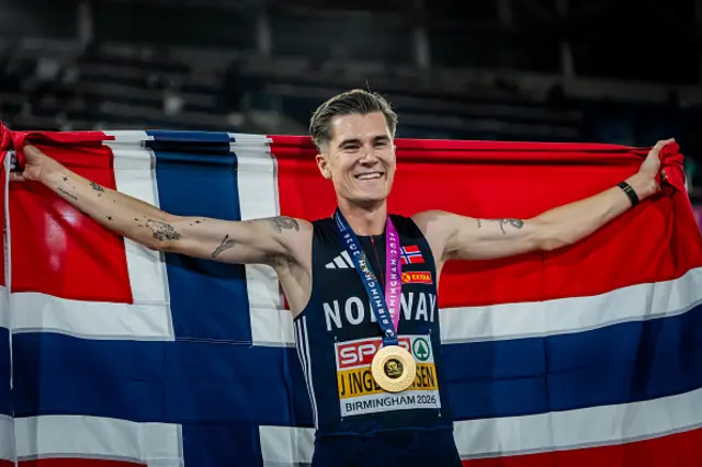Jakob Ingebrigtsen of Norway celebrates