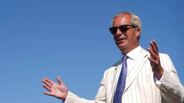 Reform UK leader Nigel Farage arrives to cast his vote in the Clacton by-election in Walton-on-the-Naze, Essex.. The by-election was triggered by Mr Farage quitting in protest at the scrutiny of his finances from the press and the parliamentary authorities. Picture date: Thursday August 13, 2026