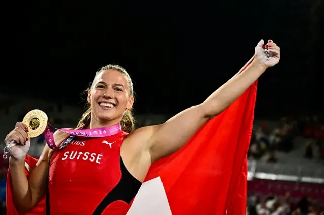 Angelica Moser celebrates