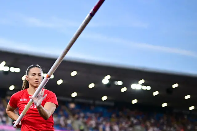 Switzerland's Angelica Moser warms up