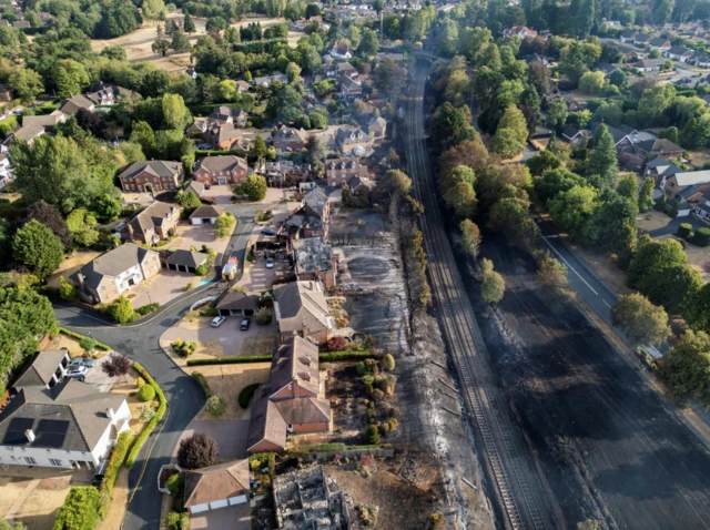 Aerial image of affected properties in Stourbridge