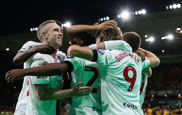 Blackburn celebrate against Wolves