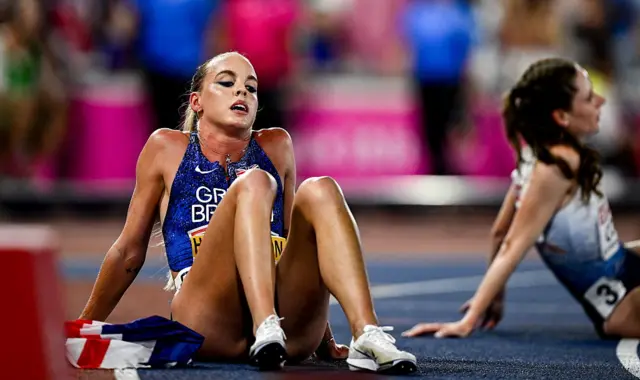 Keely Hodgkinson of Great Britain and Northern Ireland reacts