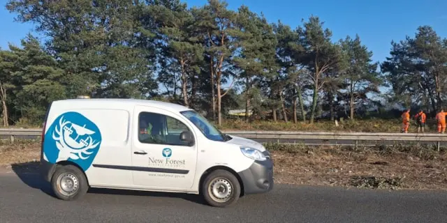 Van on A31 during litter pick