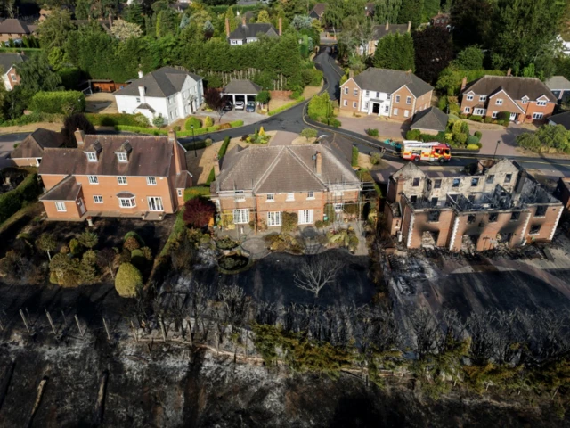 Aerial image of affected properties in Stourbridge