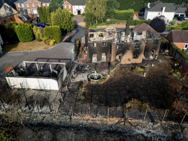 Aerial image of affected properties in Stourbridge