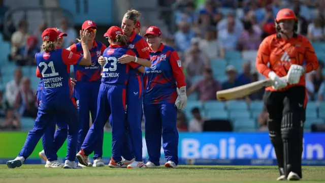 Southern Brave celebrate the wicket of Bryony Smith