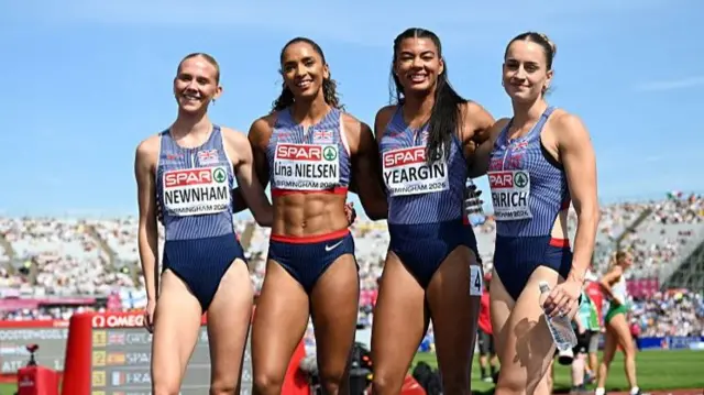 Great Britain Emily Newnham, Great Britain Lina Nielsen, Britain's Nicole Yeargin and Britain's Charlotte Henrich
