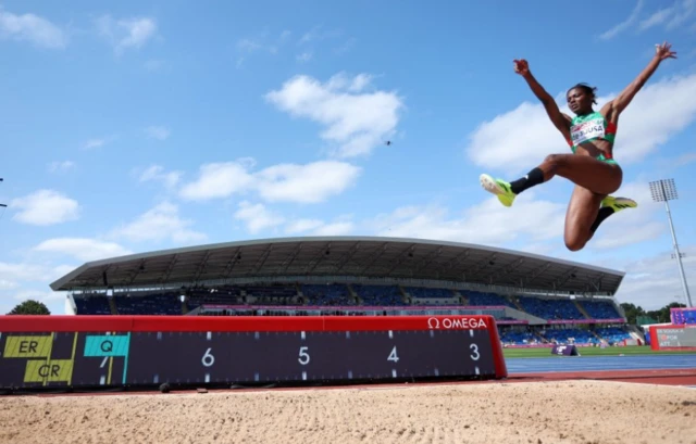 Agate de Sousa of Portugal competes in the Women's Long Jump