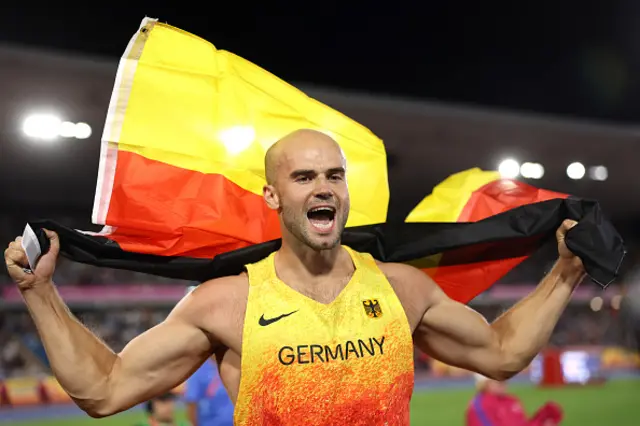 Gold medalist Julian Weber of Team Germany celebrates