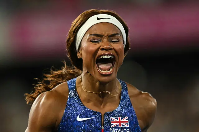 Imani-Lara Lansiquot celebrates