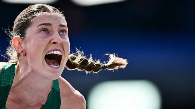 Ireland's Kate O'Connor reacts as she competes