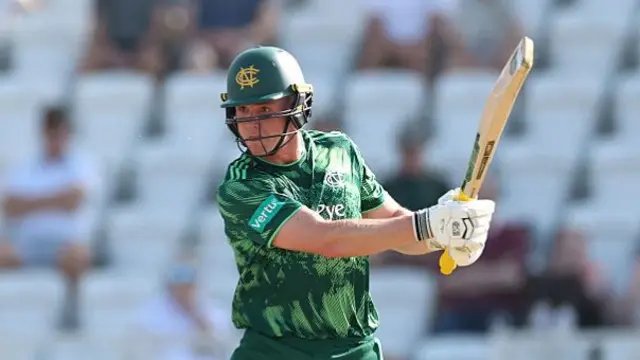 Jack Haynes in green kit playing for Notts Outlaws