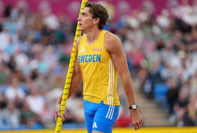 Armand Duplantis of Team Sweden looks on during the Men's Pole Vault Final
